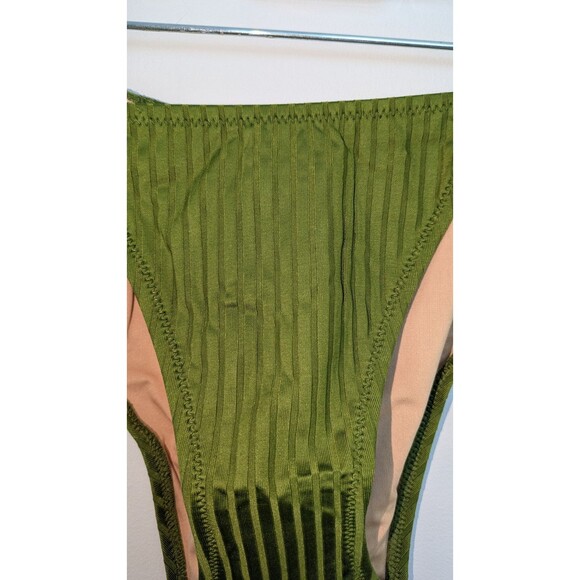 J.Crew BH489 Wide-Rib Curved-Waist Cheeky String Bikini Bottom Resort Green SZ M - Picture 3 of 16
